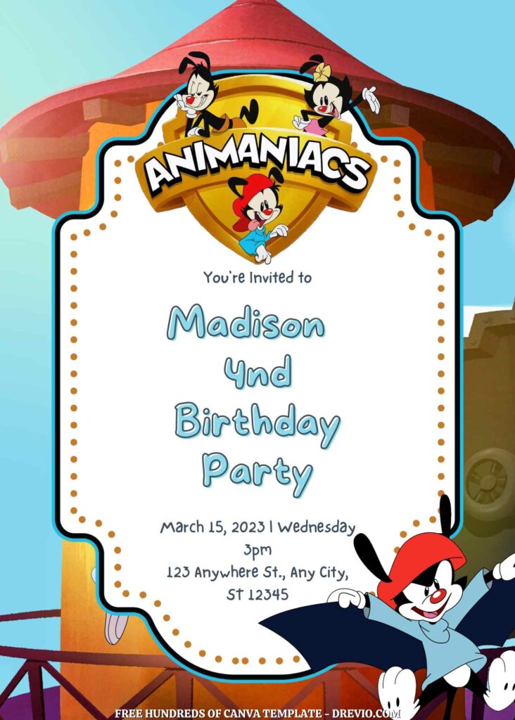 Free Animaniacs Birthday Invitations