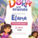 Free Dora and Friends Birthday Invitations with Group in the Background