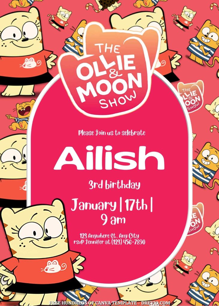 The Ollie & Moon Show Birthday Invitations with Group in the Background