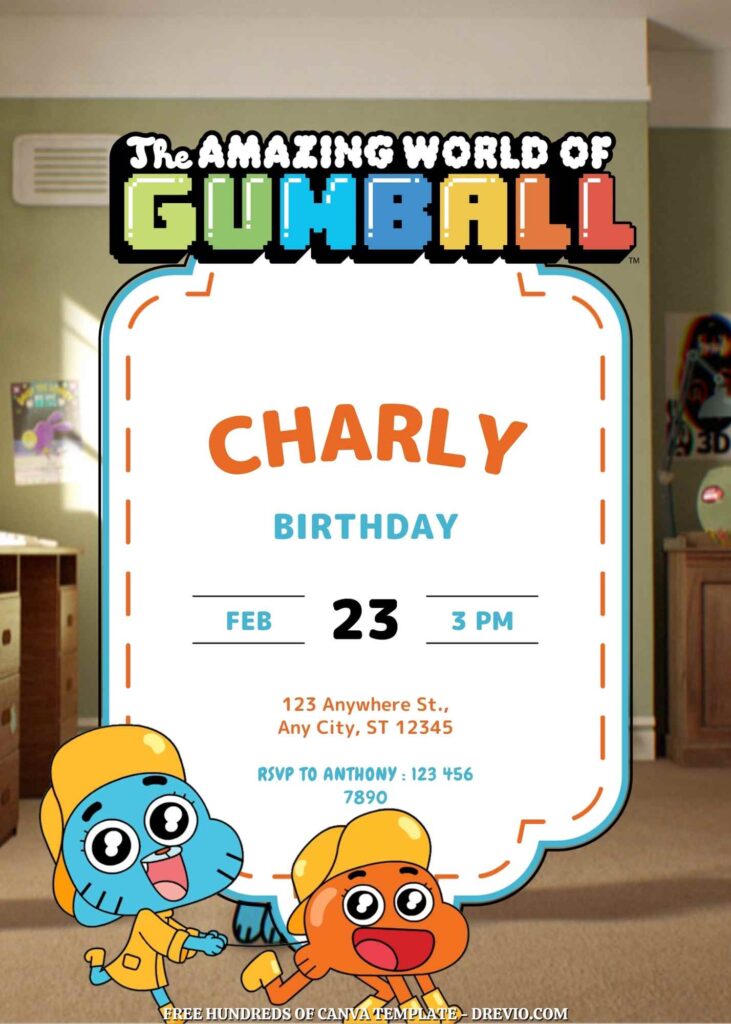 Free Amazing World of Gumball Birthday Invitations