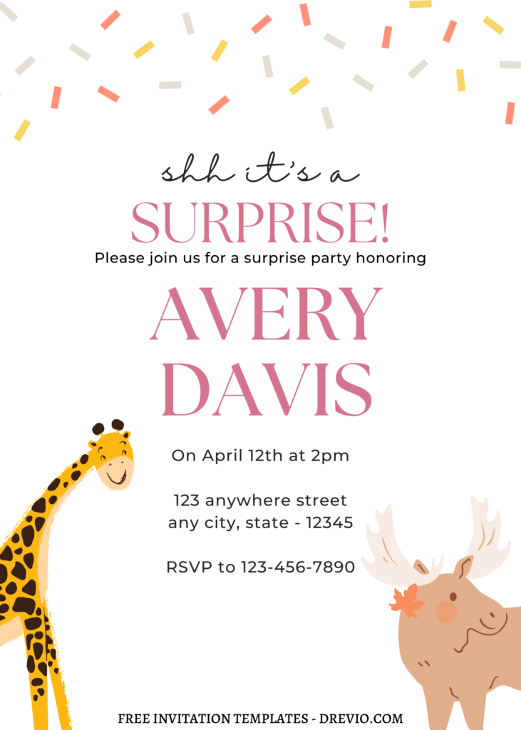 8+ Fun Animal Themed Canva Birthday Invitation Templates with Baby Giraffe
