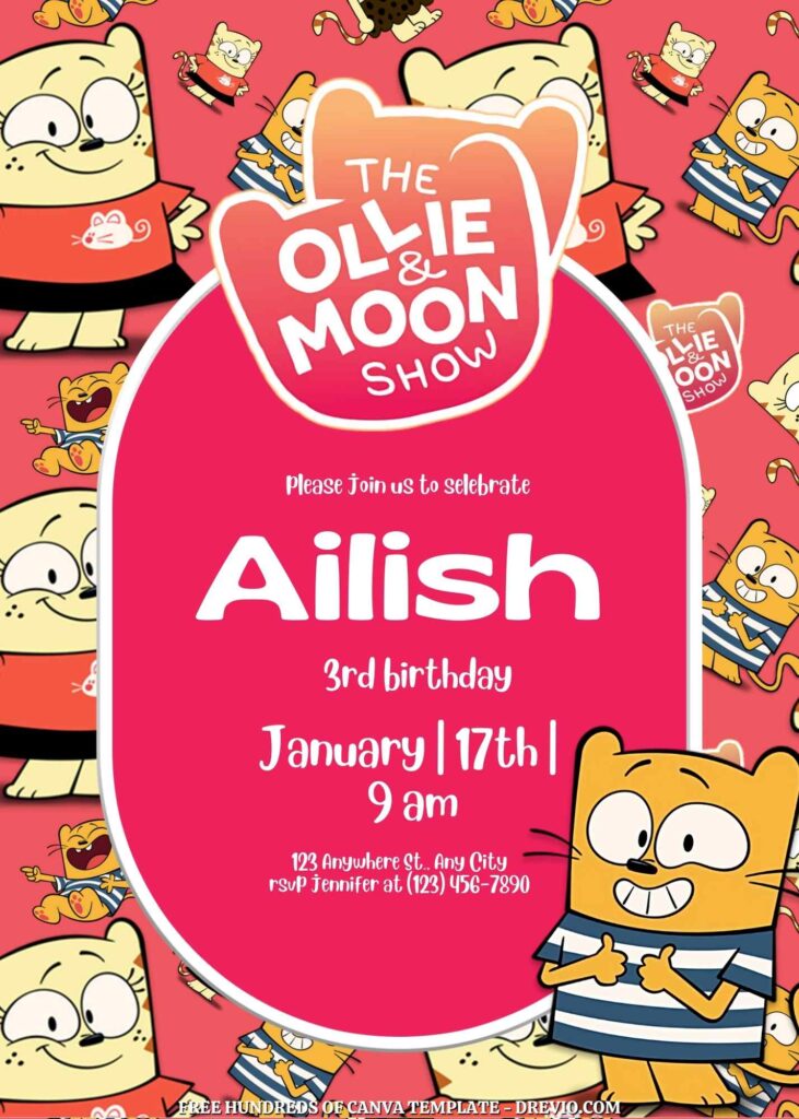 The Ollie & Moon Show Birthday Invitations with Group in the Background
