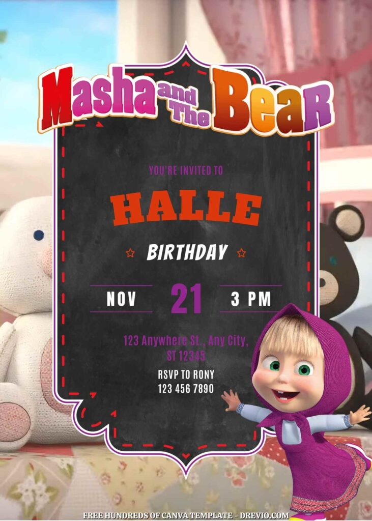 Free Masha and the Bear Birthday Invitations