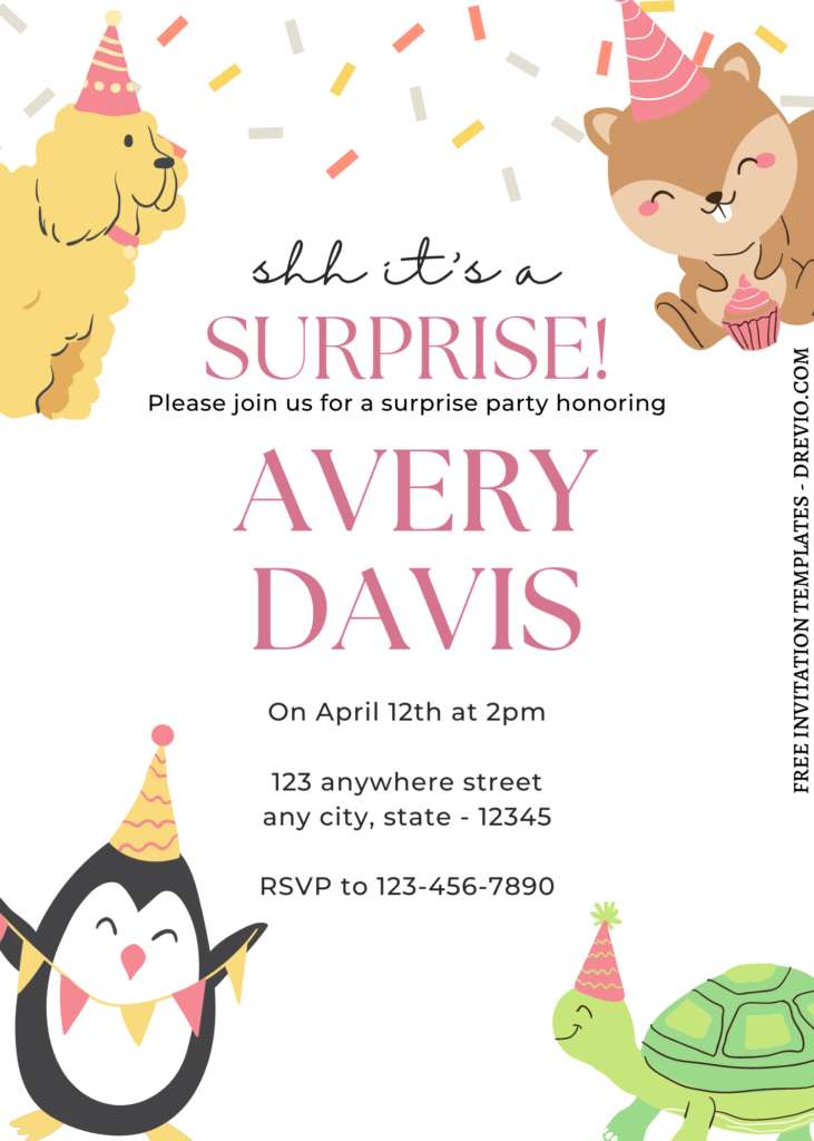 8+ Fun Animal Themed Canva Birthday Invitation Templates with cute baby penguin