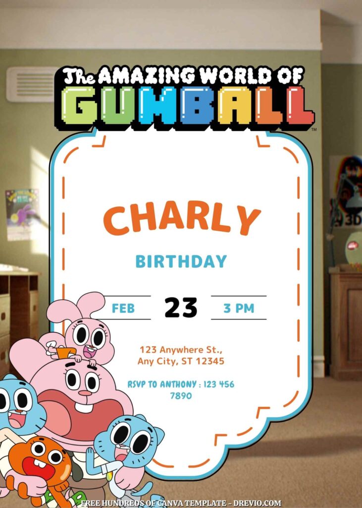 Free Amazing World of Gumball Birthday Invitations