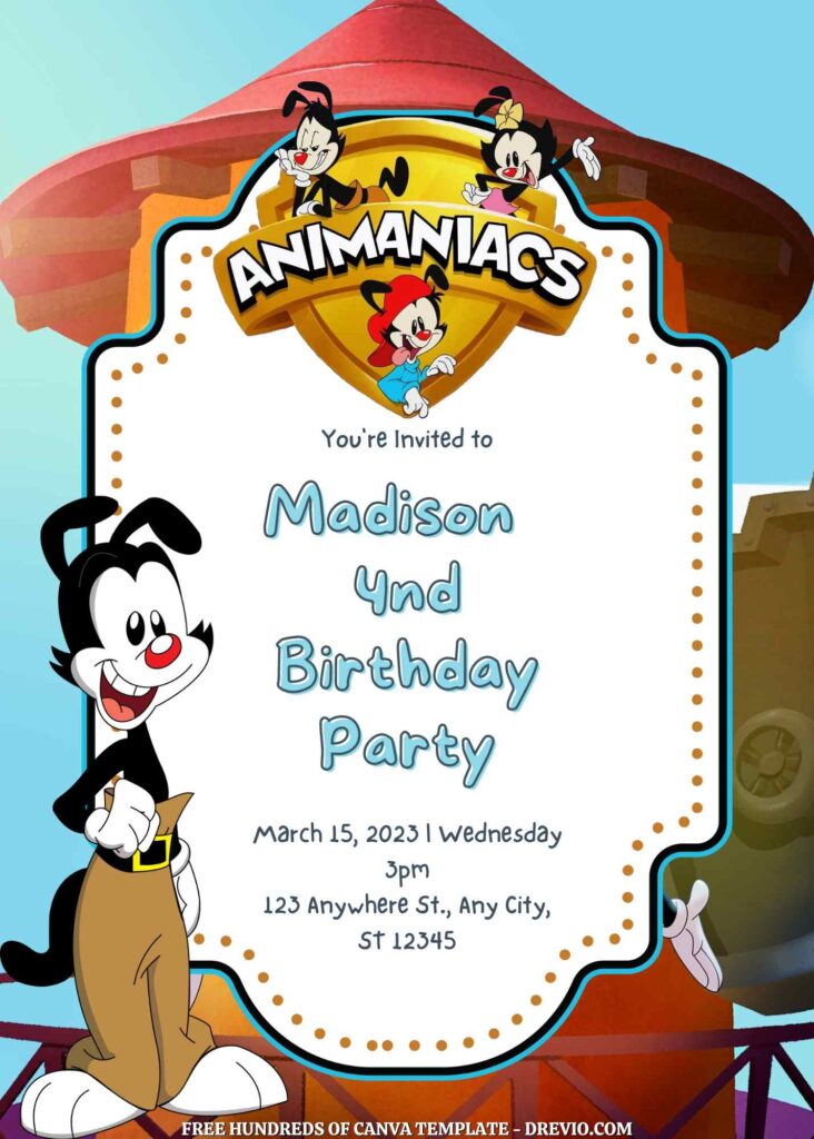 Free Animaniacs Birthday Invitations