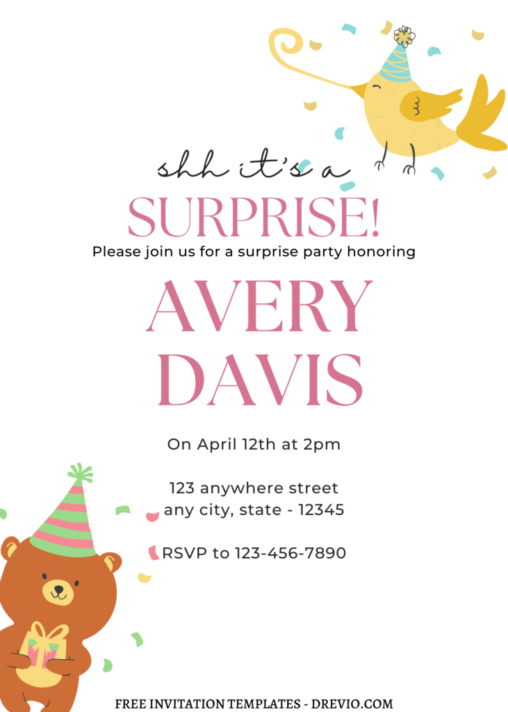 8+ Fun Animal Themed Canva Birthday Invitation Templates with adorable baby bear