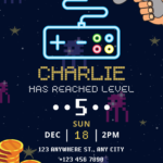 11+ Retro Galactica Game Canva Birthday Invitation Templates