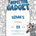 Free Inspector Gadget Birthday Invitations with White Pattern in the Background