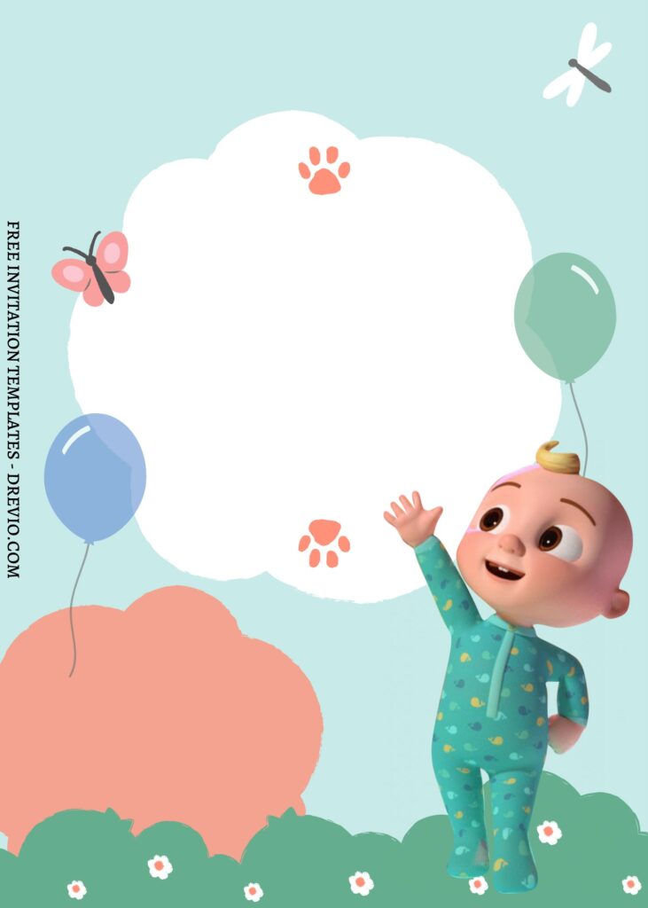 FREE EDITABLE - 9 Cute Cocomelon Canva Birthday Invitation Templates with 