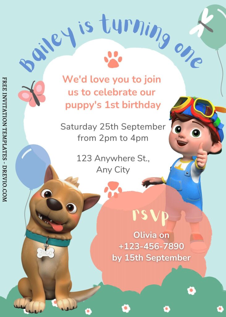 FREE EDITABLE - 9 Cute Cocomelon Canva Birthday Invitation Templates