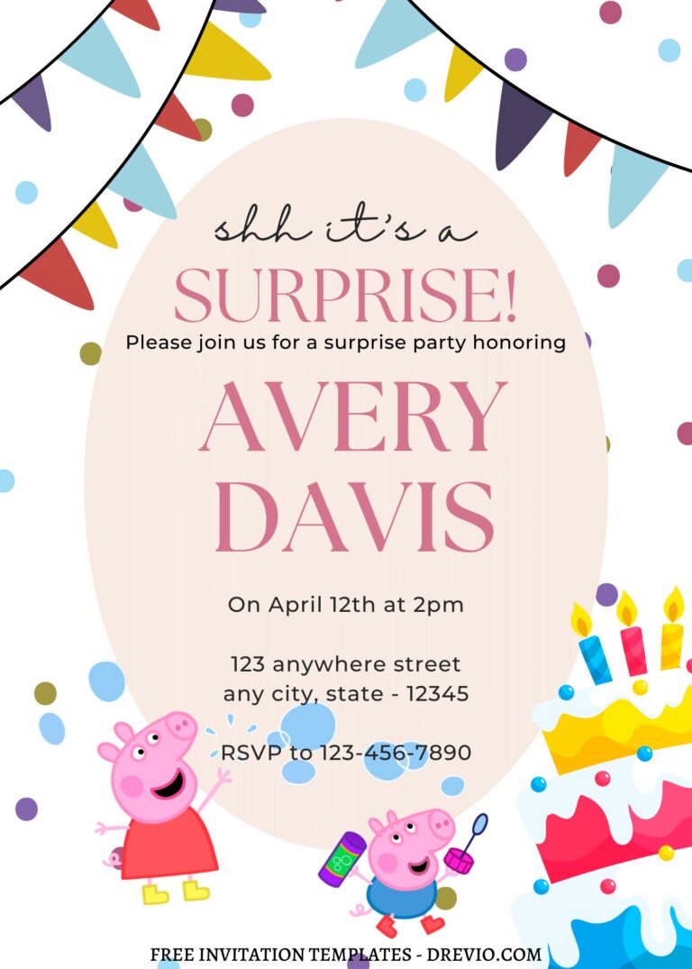 9+ Colorful Peppa Pig Fiesta Canva Birthday Invitation Templates with colorful text
