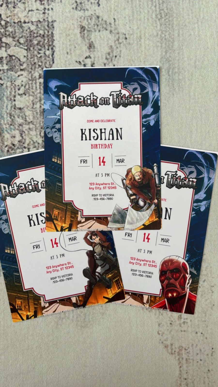 Attack on Titan birthday invitations