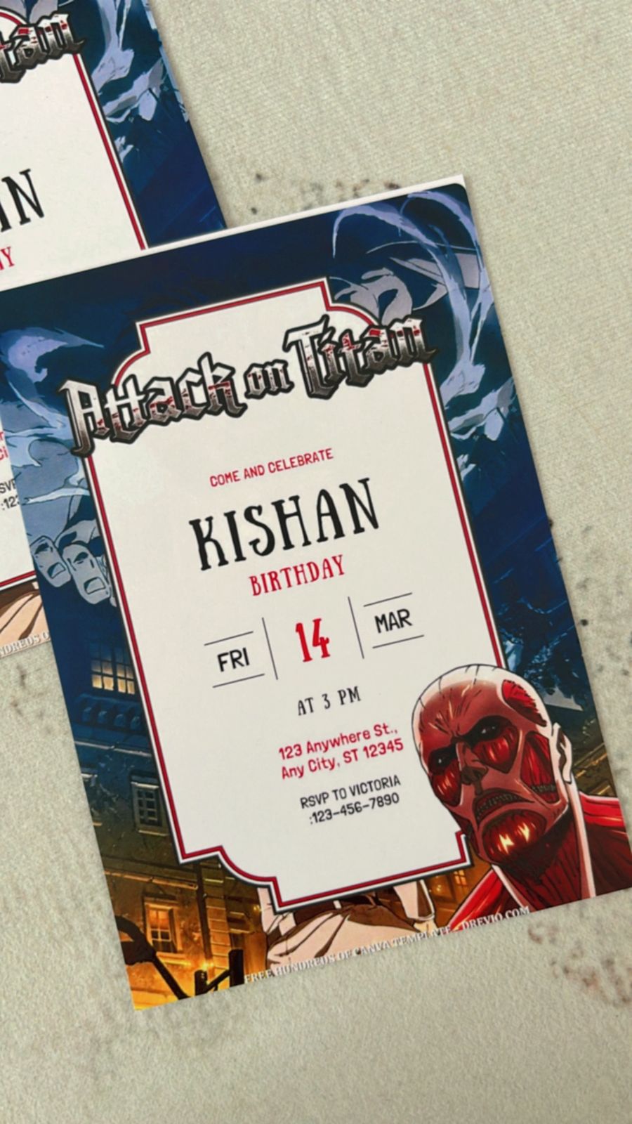 Attack on Titan birthday invitations