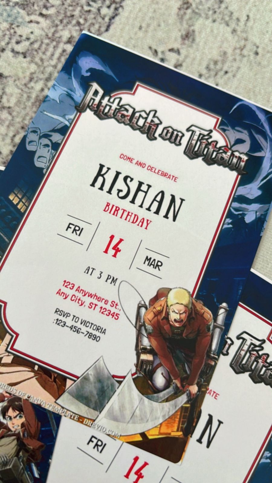 Attack on Titan birthday invitations