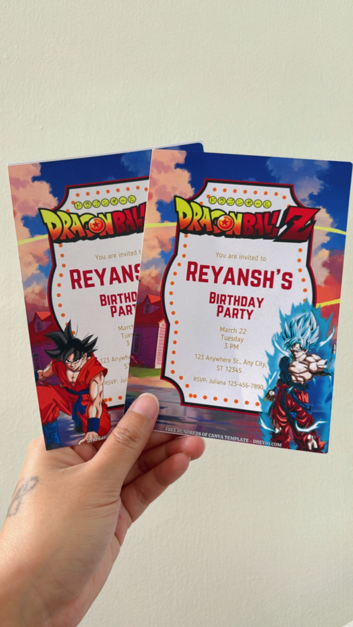 Dragon Ball Z Birthday Invitations