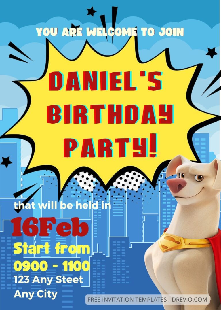 FREE EDITABLE - 8+ Superpets League Canva Birthday Invitation Templates One