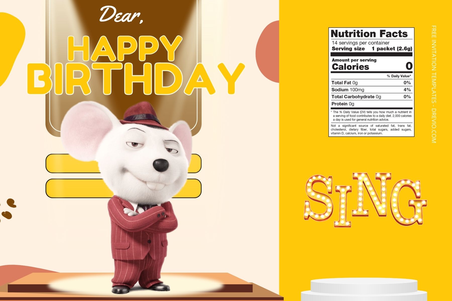 (Free Editable) Sing Canva Birthday Water Bottle Labels One