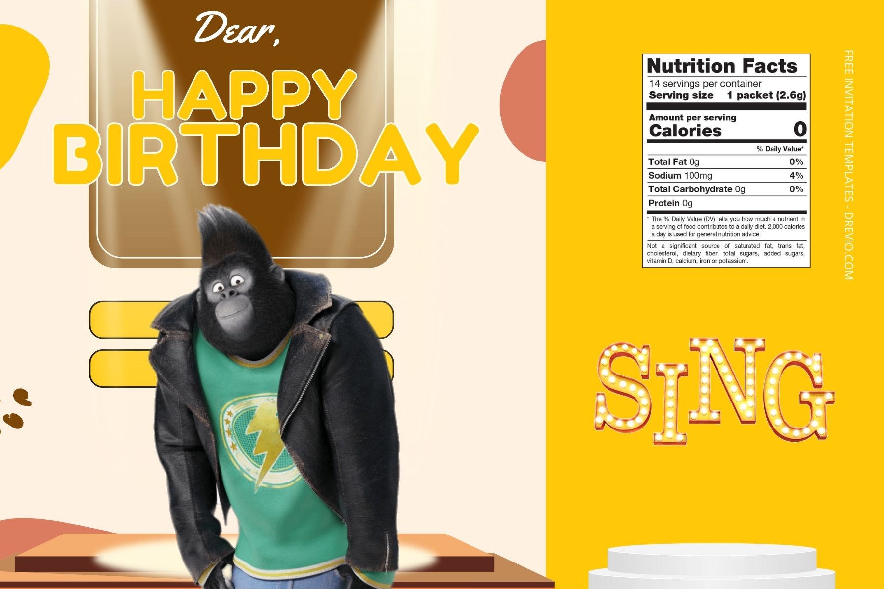 (Free Editable) Sing Canva Birthday Water Bottle Labels Six