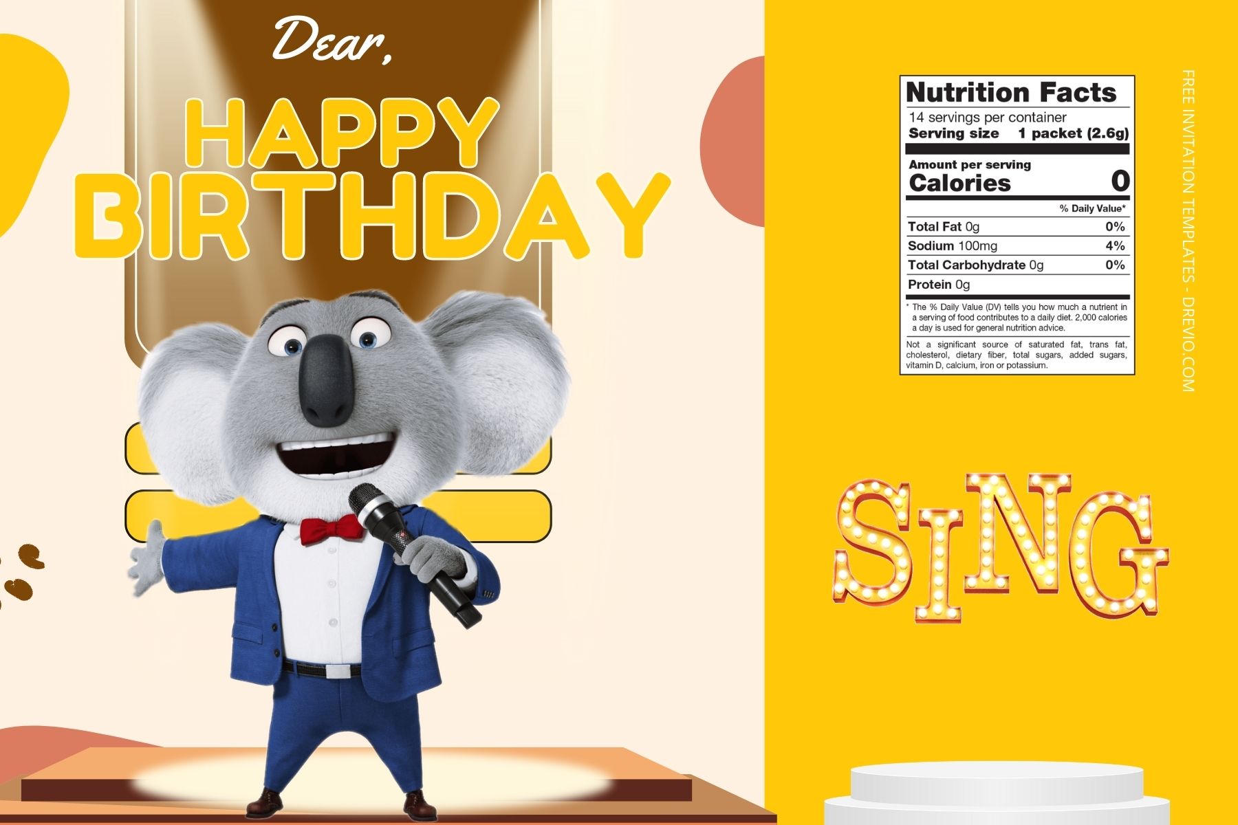 (Free Editable) Sing Canva Birthday Water Bottle Labels Seven