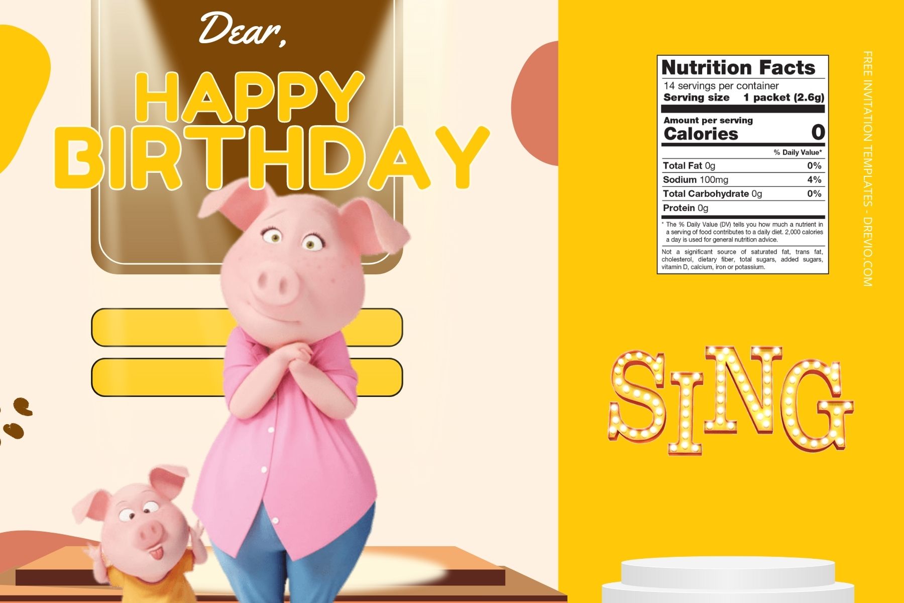 (Free Editable) Sing Canva Birthday Water Bottle Labels Three
