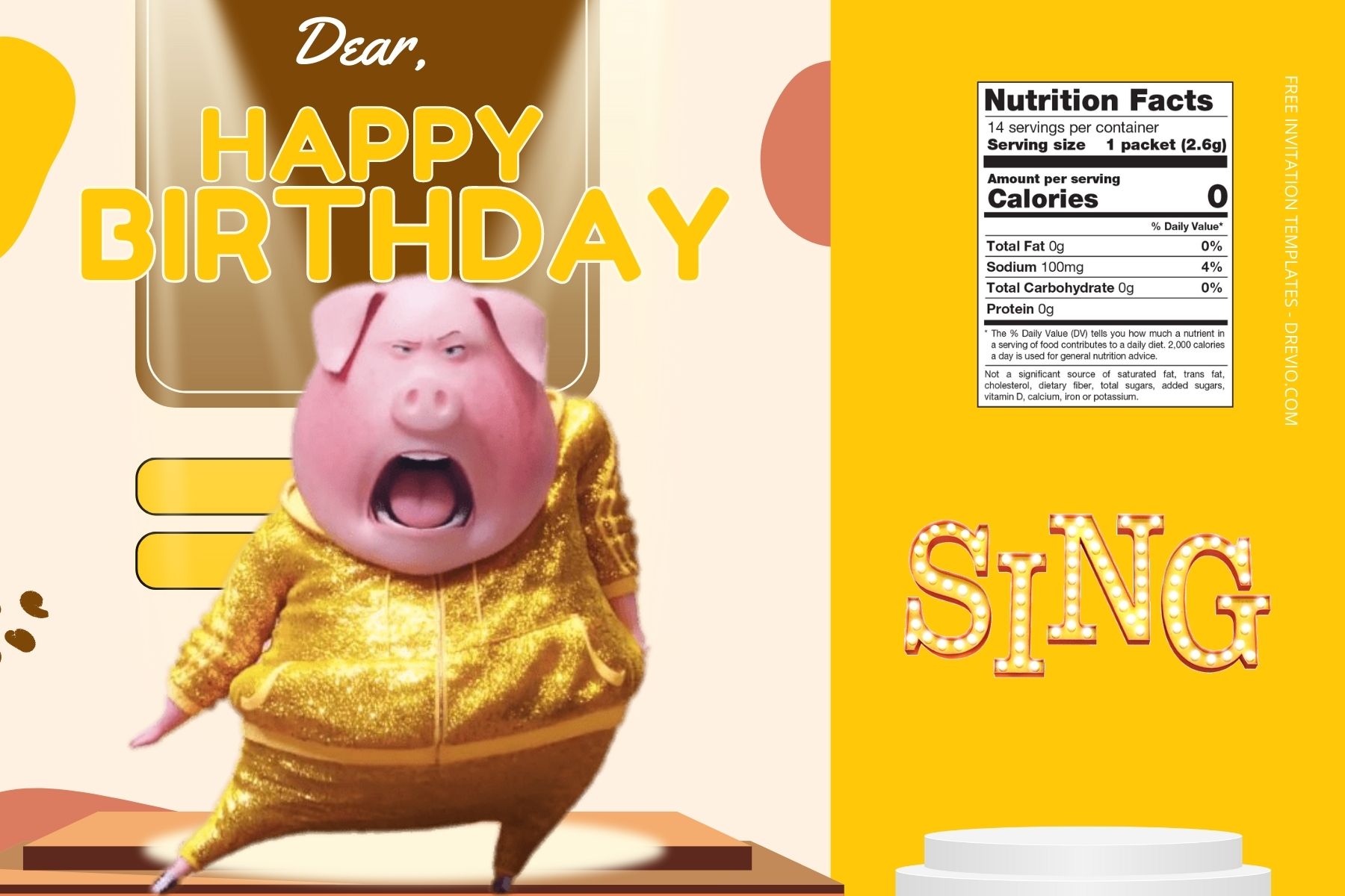 (Free Editable) Sing Canva Birthday Water Bottle Labels Two