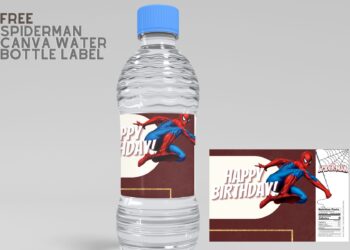 (Free Editable) Spiderman Canva Birthday Water Bottle Labels