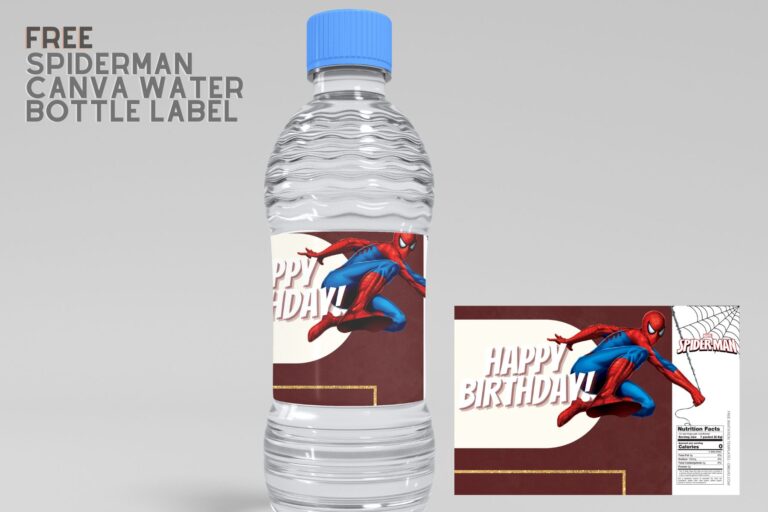 (Free Editable) Spiderman Canva Birthday Water Bottle Labels