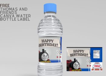 (Free Editable) Thomas And Friends Canva Birthday Water Bottle Labels