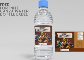 (Free Editable) Fortnite Canva Birthday Water Bottle Labels