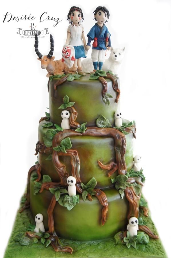 Princess Mononoke Canva invitation decorated with Kodama, wildflowers, and enchanted woodland elements