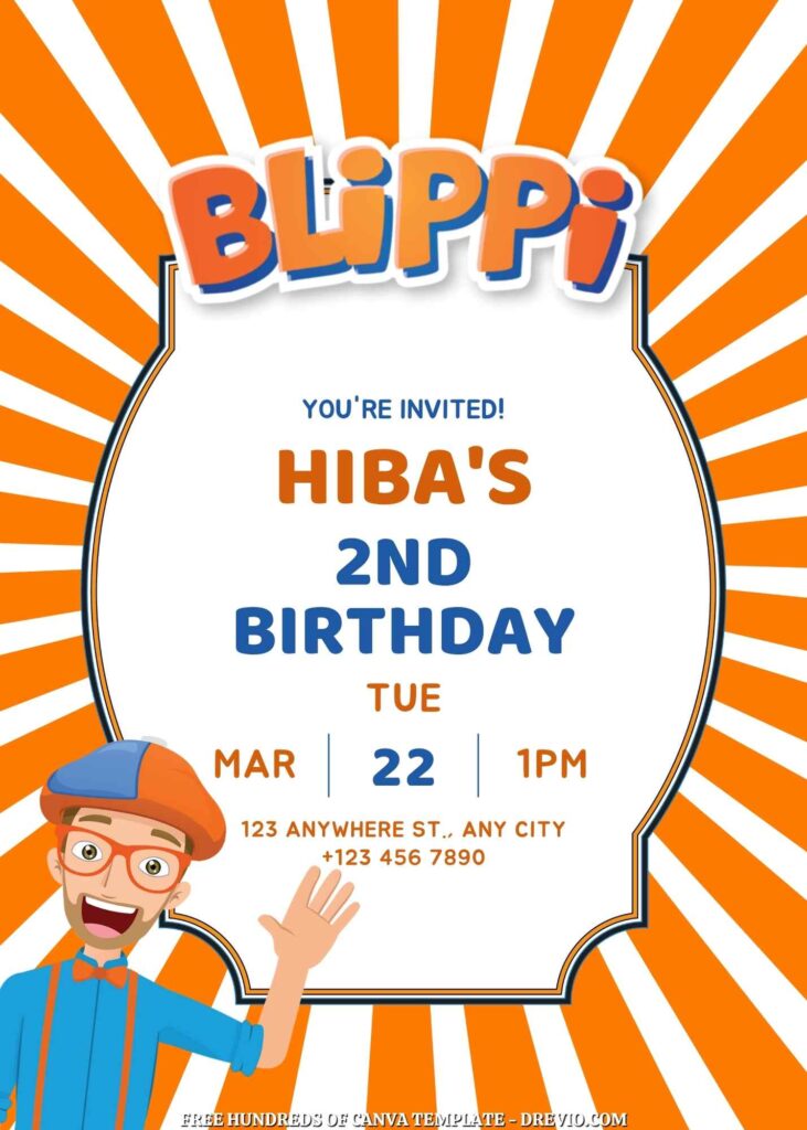 Free Blippi Birthday Invitations