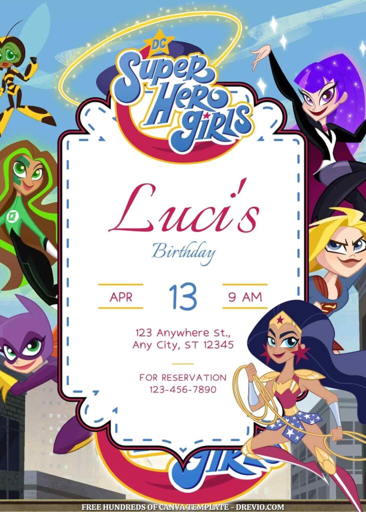 Free DC SuperHero Girls Birthday Invitations