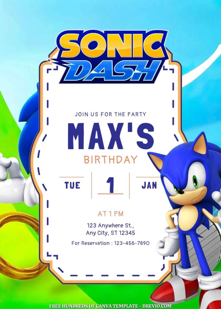 Free Sonic Dash Birthday Invitations