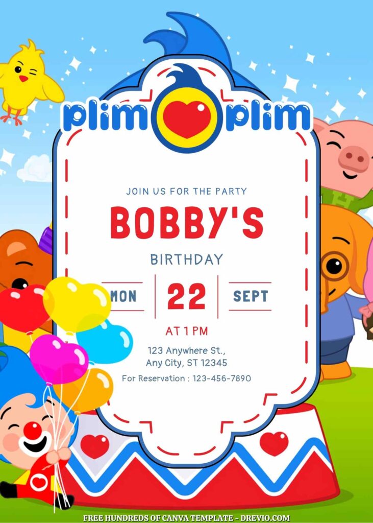 Free Plim Plim Birthday Invitations
