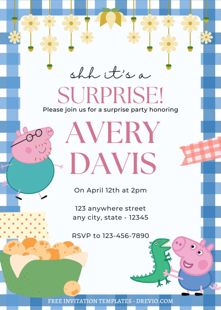 10+ Beautiful Peppa Pig Family Canva Birthday Invitation Templates with Peppa dad