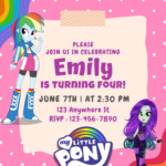 10+ Rainbow Pink My Little Pony Canva Birthday Invitation Templates