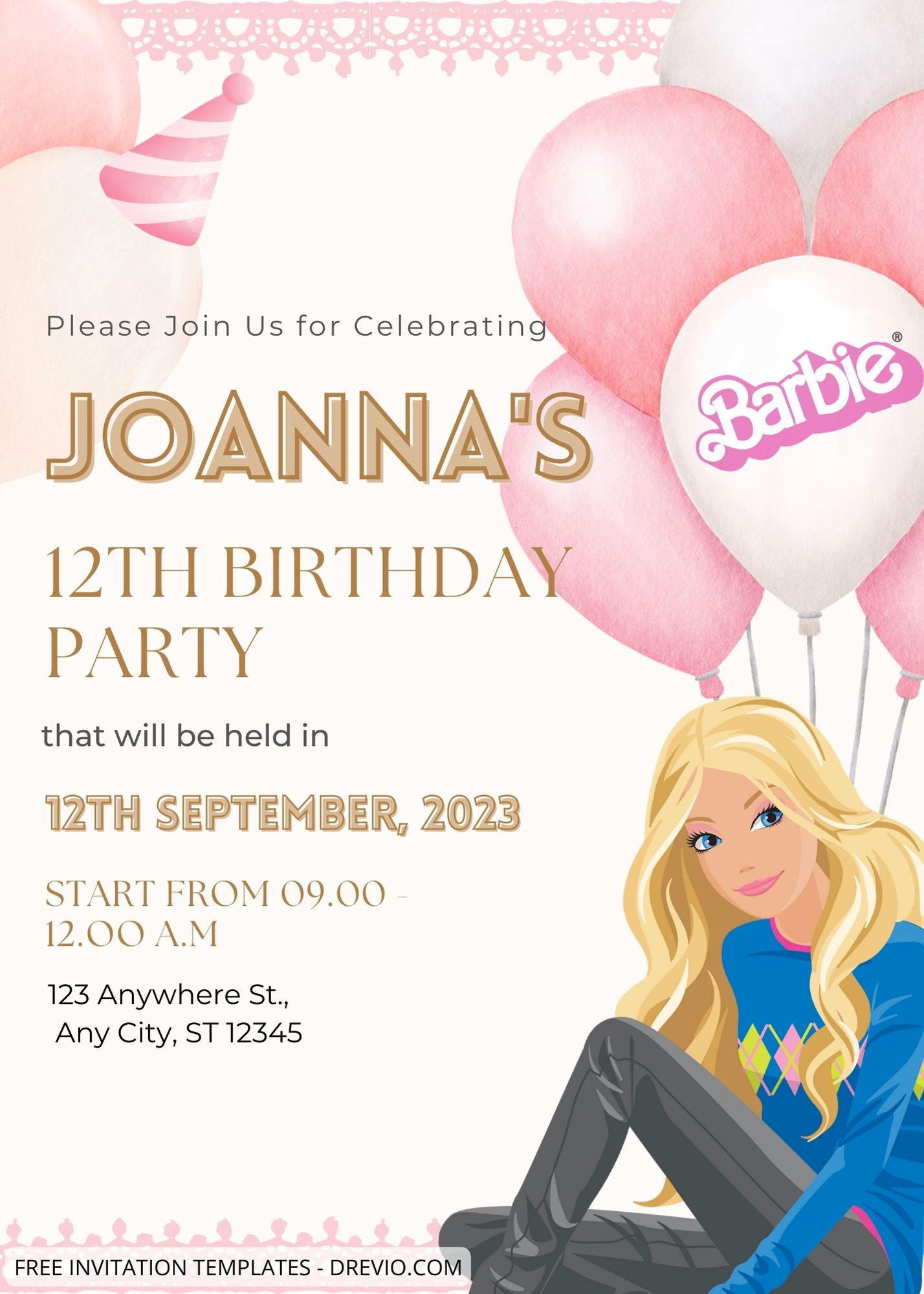 10+ Pink Barbie Party Canva Birthday Invitation Templates
