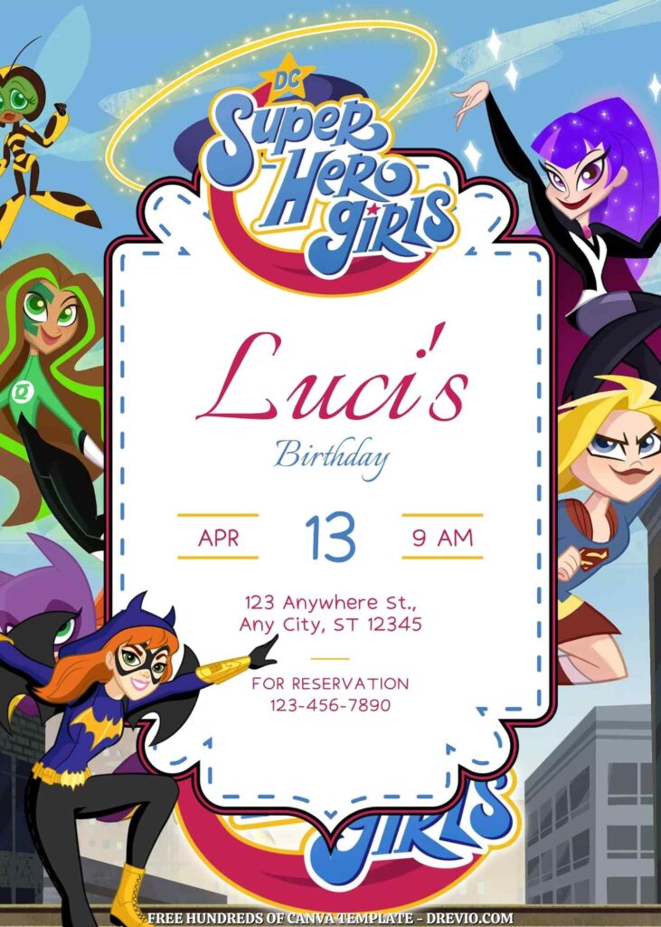 Free DC SuperHero Girls Birthday Invitations