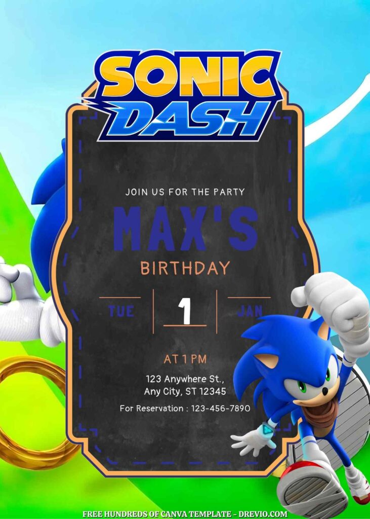 Free Sonic Dash Birthday Invitations