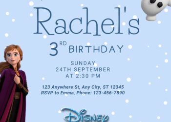 11+ Beautiful Snowfall Disney Frozen Canva Birthday Invitation Templates with melted snow