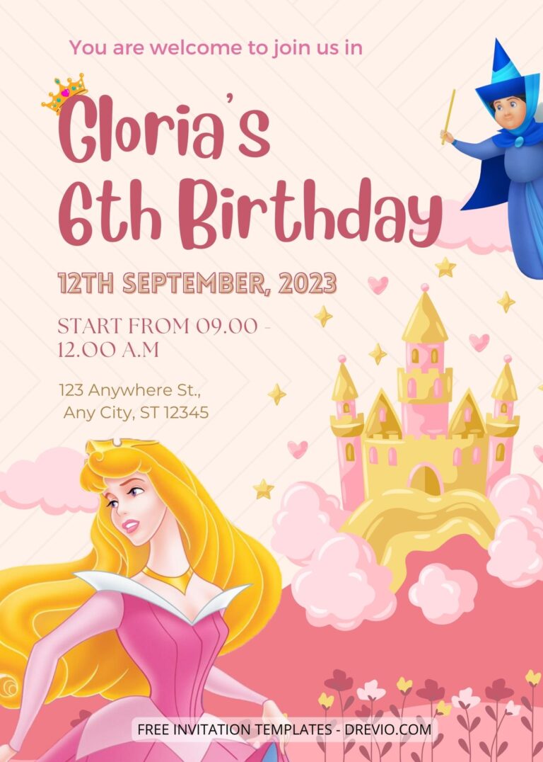 11+ Princess Party With Aurora Canva Birthday Invitation Templates One