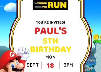 Free Super Mario Run Birthday Invitations