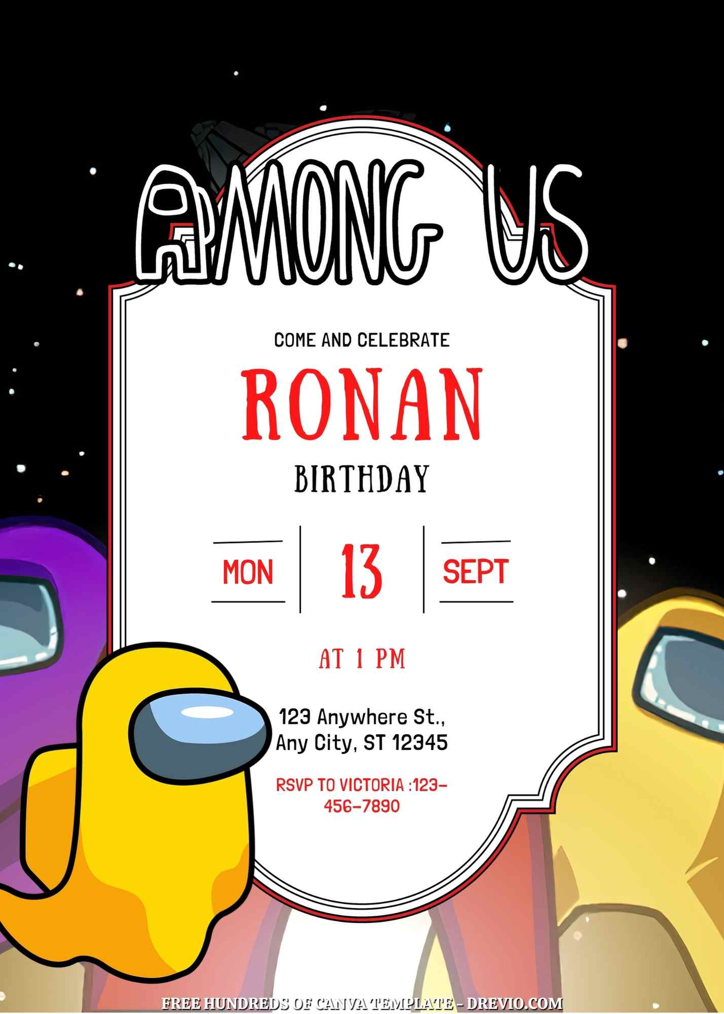 20+ Among Us Canva Birthday Invitation Templates