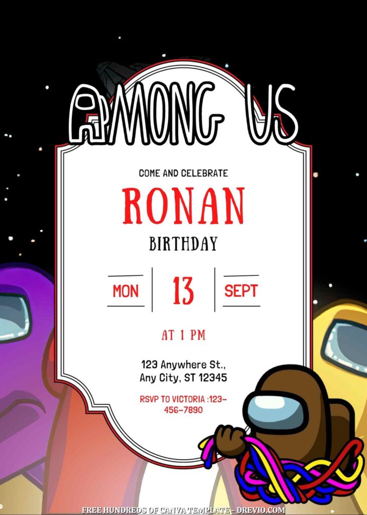 Free Among Us Birthday Invitations