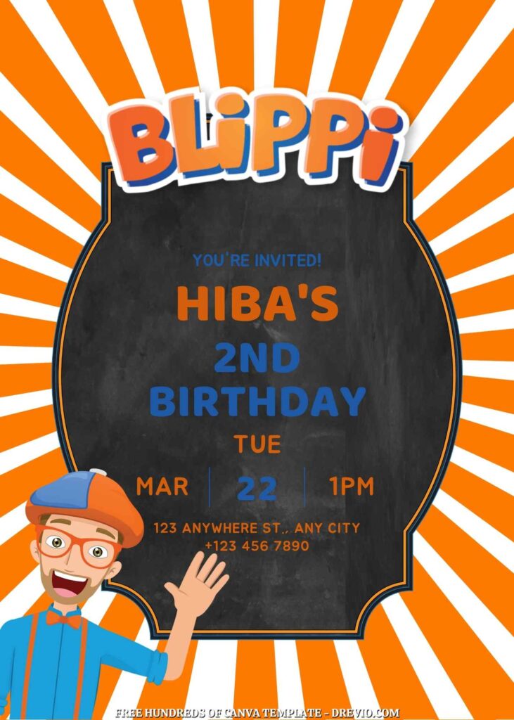 Free Blippi Birthday Invitations