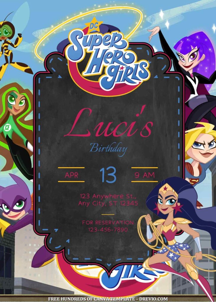 Free DC SuperHero Girls Birthday Invitations