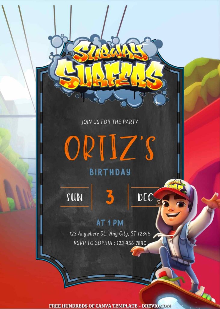 Free Subway Surfers Birthday Invitations