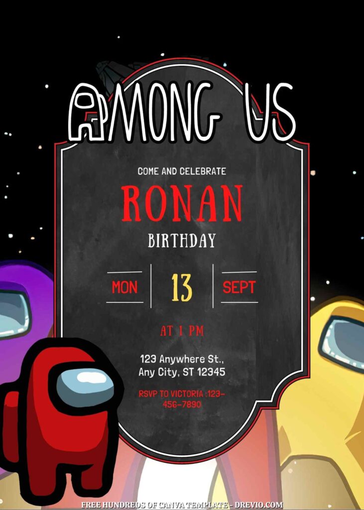 Free Among Us Birthday Invitations