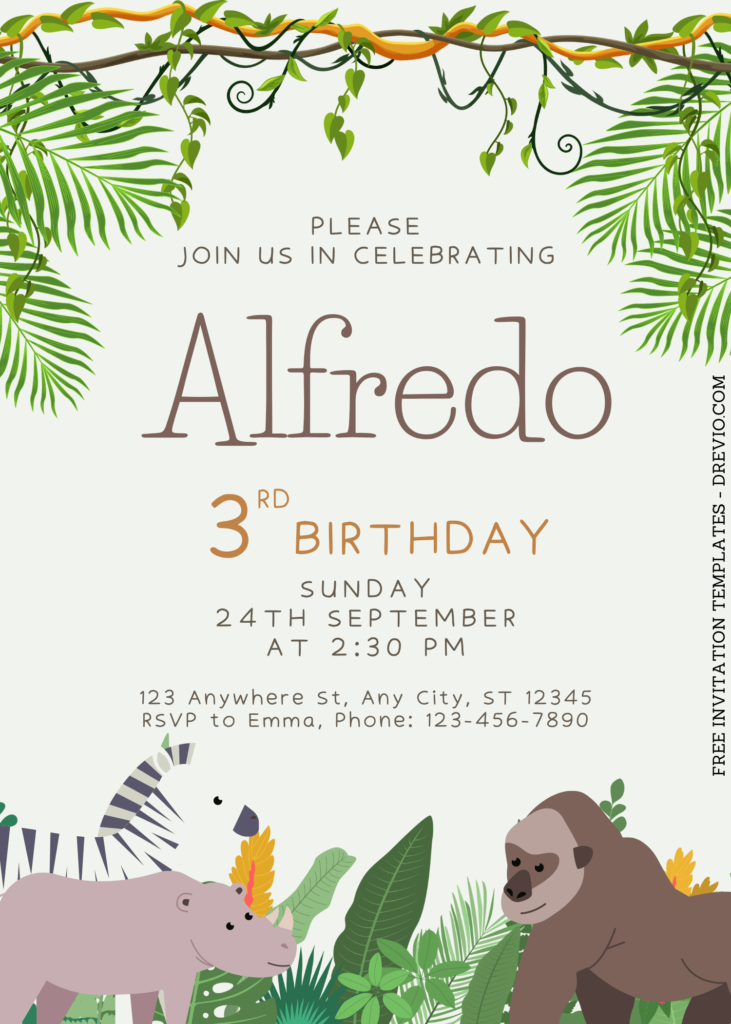 8+ Jungle Themed Canva Birthday Invitation Templates with Cartoon Gorilla